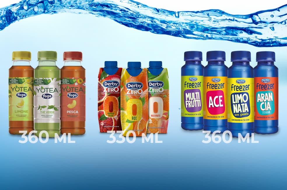 succhi yoga, yotea e derby blu nuovi formati e pack